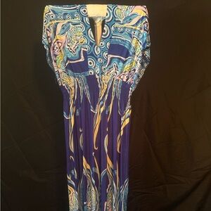 Elegant Blue Paisley Maxi Dress